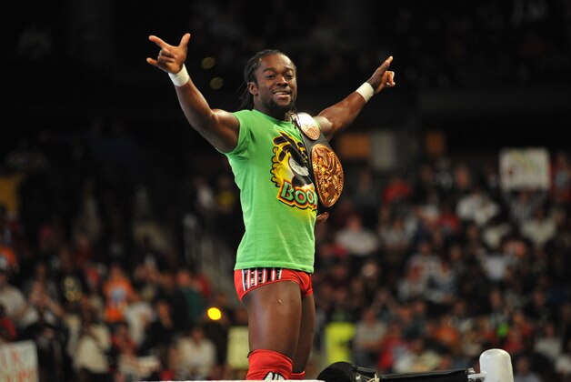 ATLANTA, GA - OCTOBER 31: Kofi Kingston celebrates during the WWE Monday Night Raw Supershow Halloween event at the Philips Arena on October 31, 2011 in Atlanta, Georgia. (Photo by Moses Robinson/Getty Images)