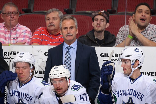 GLENDALE, AZ - NOVEMBER 23:  Head coach Willie Desjardins of the Vancouver Canucks watches from the bench during the first period of the NHL game against the Arizona Coyotes at Gila River Arena on November 23, 2016 in Glendale, Arizona.  (Photo by Christian Petersen/Getty Images)