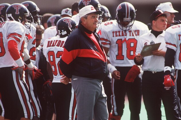 2 NOV 1991:  TEXAS TECH HEAD COACH SPIKE DYKES STANDS ON THE SIDELINE WITH HIS TEAM DURING THE RED RAIDERS23-15 LOSS TO THE TEXAS LONGHORNS AT TEXAS MEMORIAL STADIUM IN AUSTIN, TEXAS. Mandatory Credit: Joe Patronite/ALLSPORT
