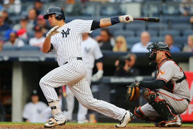 NEW YORK, NY - OCTOBER 02:  Gary Sanchez #24 of the New York Yankees in action against the Baltimore Orioles at Yankee Stadium on October 2, 2016 in the Bronx borough of New York City. Baltimore Orioles defetaed the New York Yankees 5-2.  (Photo by Mike Stobe/Getty Images)