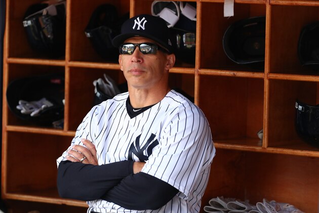 NEW YORK, NY - APRIL 10:  Manager Joe Girardi #28 of the New York Yankees looks on before the game against the Tampa Bay Rays during the New York Yankees home Opening game at Yankee Stadium on April 10, 2017 in New York City.  (Photo by Al Bello/Getty Images)
