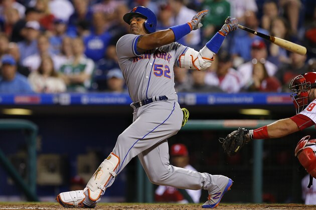 PHILADELPHIA, PA - APRIL 10: Yoenis Cespedes #52 of the New York Mets in action during a game against the Philadelphia Phillies at Citizens Bank Park on April 10, 2017 in Philadelphia, Pennsylvania. The Mets defeated the Phillies 4-3. (Photo by Rich Schultz/Getty Images)