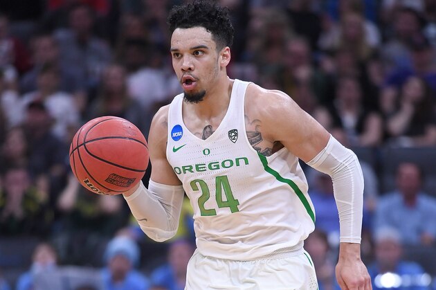SACRAMENTO, CA - MARCH 19:  Dillon Brooks #24 of the Oregon Ducks handles the ball on offense against the Rhode Island Rams during the second round of the 2017 NCAA Men's Basketball Tournament at Golden 1 Center on March 19, 2017 in Sacramento, California.  (Photo by Thearon W. Henderson/Getty Images)