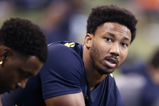 INDIANAPOLIS, IN - MARCH 05: Defensive lineman Myles Garrett of Texas A&M looks on during day five of the NFL Combine at Lucas Oil Stadium on March 5, 2017 in Indianapolis, Indiana. (Photo by Joe Robbins/Getty Images)