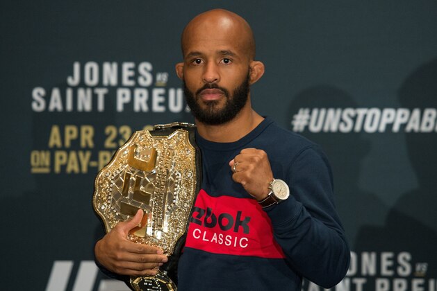 LAS VEGAS, NEVADA - APRIL 21:  UFC flyweight champion Demetrious Johnson poses for the media during the UFC 197: Ultimate Media Day at MGM Grand Hotel & Casino on April 21, 2016 in Las Vegas Nevada. (Photo by Brandon Magnus/Zuffa LLC/Zuffa LLC via Getty Images)