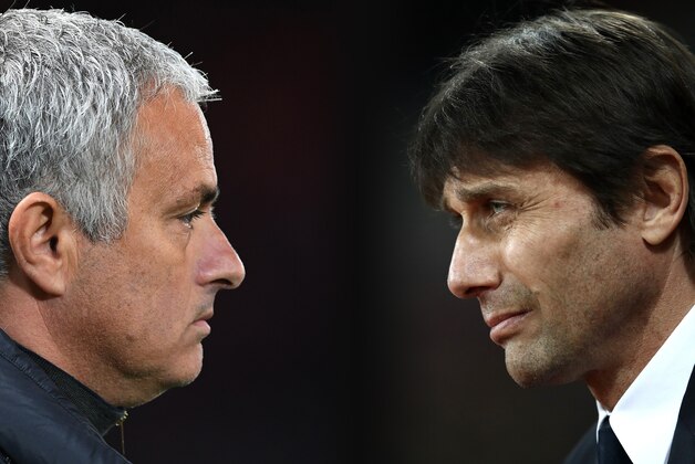 FILE PHOTO (EDITORS NOTE: GRADIENT ADDED - COMPOSITE OF TWO IMAGES - Image numbers (L) 615867896 and 648790080) In this composite image a comparision has been made between Jose Mourinho,Manager of Manchester United (L) and Antonio Conte, Manager of Chelsea. Chelsea and Manchester United meet a Premier Laegue match at Old Trafford on April 16, 2017 in Manchester,England. ***LEFT IMAGE*** MANCHESTER, ENGLAND - OCTOBER 20: Jose Mourinho the manager of Manchester United looks on during the UEFA Europa League Group A match between Manchester United FC and Fenerbahce SK at Old Trafford on October 20, 2016 in Manchester, England. (Photo by Laurence Griffiths/Getty Images) ***RIGHT IMAGE*** STRATFORD, ENGLAND - MARCH 06: Antonio Conte, Manager of Chelsea looks on during the Premier League match between West Ham United and Chelsea at London Stadium on March 6, 2017 in Stratford, England. (Photo by Julian Finney/Getty Images)
Restrictions