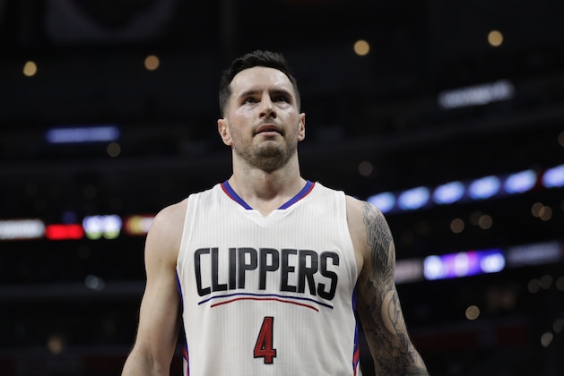Los Angeles Clippers' JJ Redick look son during the second half of an NBA basketball game against the Sacramento Kings Wednesday, April 12, 2017, in Los Angeles. (AP Photo/Jae C. Hong)