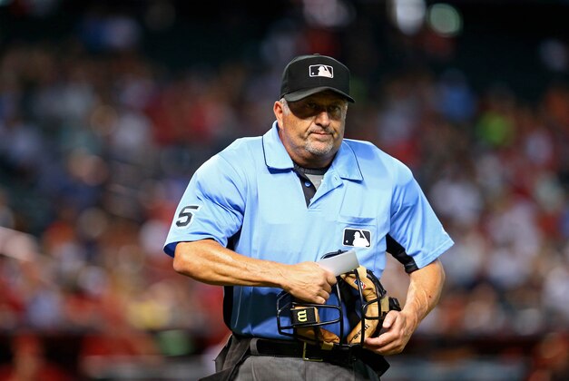 Jun 29, 2016; Phoenix, AZ, USA; MLB umpire Dale Scott during the Arizona Diamondbacks game against the Philadelphia Phillies at Chase Field. Mandatory Credit: Mark J. Rebilas-USA TODAY Sports