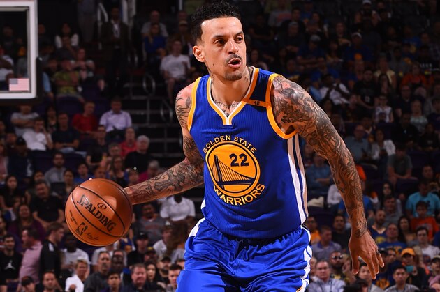 PHOENIX, AZ - APRIL 5:  Matt Barnes #22 of the Golden State Warriors handles the ball during a game against the Phoenix Suns on April 5, 2017 at Talking Stick Resort Arena in Phoenix, Arizona. NOTE TO USER: User expressly acknowledges and agrees that, by downloading and/or using this photograph, user is consenting to the terms and conditions of the Getty Images License Agreement. Mandatory Copyright Notice: Copyright 2017 NBAE (Photo by Noah Graham/NBAE via Getty Images)