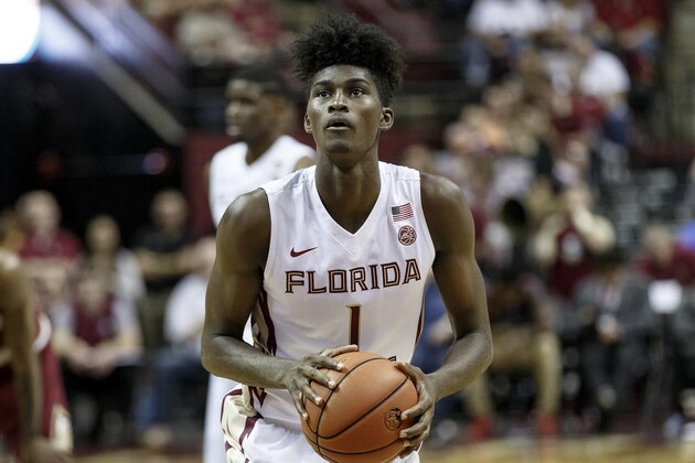 TALLAHASSEE, FL - FEBRUARY 20: Forward Jonathan Isaac #1 of the Florida State Seminoles at the foul line during the game against the Boston College Eagles at the Donald L. Tucker Center on February 20, 2017 in Tallahassee, Florida. The 19th ranked Florida State defeated Boston College 104 to 72. (Photo by Don Juan Moore/Getty Images)