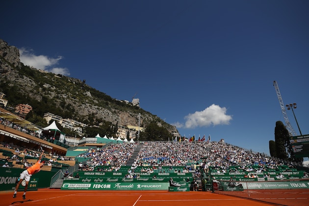 MONTE-CARLO, MONACO - APRIL 17:  Alexander Zverev of Germany serves against Andreas Seppi of Italy in their first round match on day two of the Monte Carlo Rolex Masters at Monte-Carlo Sporting Club on April 17, 2017 in Monte-Carlo, Monaco.  (Photo by Clive Brunskill/Getty Images)