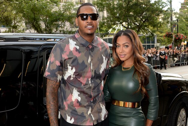 TORONTO, ON - SEPTEMBER 06:  Basketball player Carmelo Anthony (L) and wife La La Anthony arrive at the '12 Years A Slave' premiere during the 2013 Toronto International Film Festival at the Princess of Wales Theatre on September 6, 2013 in Toronto, Canada.  (Photo by Jason Merritt/Getty Images)