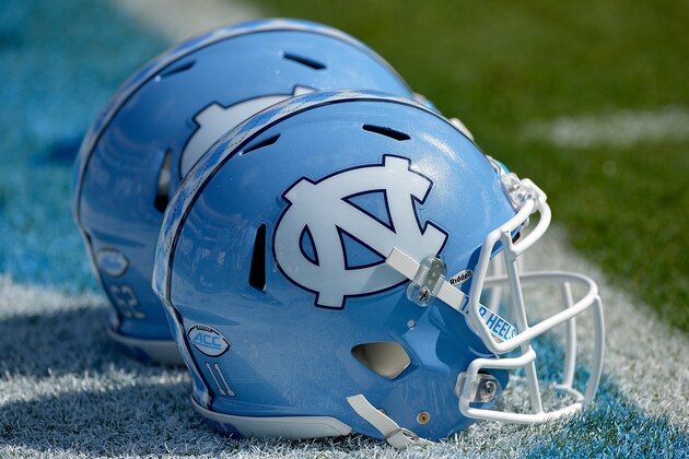CHAPEL HILL, NC - SEPTEMBER 17:  Detail photo of North Carolina Tar Heels football helmets during the game against the James Madison Dukes at Kenan Stadium on September 17, 2016 in Chapel Hill, North Carolina.  (Photo by Grant Halverson/Getty Images)