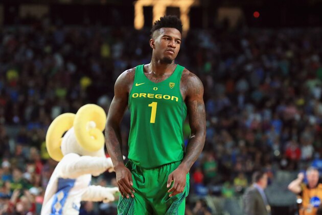 GLENDALE, AZ - APRIL 01:  Jordan Bell #1 of the Oregon Ducks reacts after being defeated by the North Carolina Tar Heels during the 2017 NCAA Men's Final Four Semifinal at University of Phoenix Stadium on April 1, 2017 in Glendale, Arizona. North Carolina defeated Oregon 77-76.  (Photo by Ronald Martinez/Getty Images)