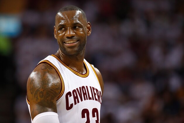 CLEVELAND, OH - APRIL 15: LeBron James #23 of the Cleveland Cavaliers looks on while playing the Indiana Pacers in Game One of the Eastern Conference Quarterfinals during the 2017 NBA Playoffs at Quicken Loans Arena on April 15, 2017 in Cleveland, Ohio. Cleveland won the game 109-108 to take a 1-0 series lead. NOTE TO USER: User expressly acknowledges and agrees that, by downloading and or using this photograph, User is consenting to the terms and conditions of the Getty Images License Agreement.  (Photo by Gregory Shamus/Getty Images)