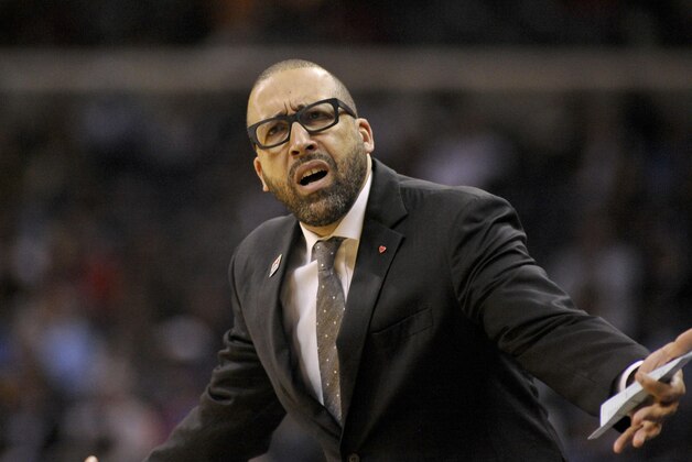 Apr 5, 2017; Memphis, TN, USA; Memphis Grizzlies head coach David Fizdale reacts during the first half against the Oklahoma City Thunder at FedExForum. Mandatory Credit: Justin Ford-USA TODAY Sports