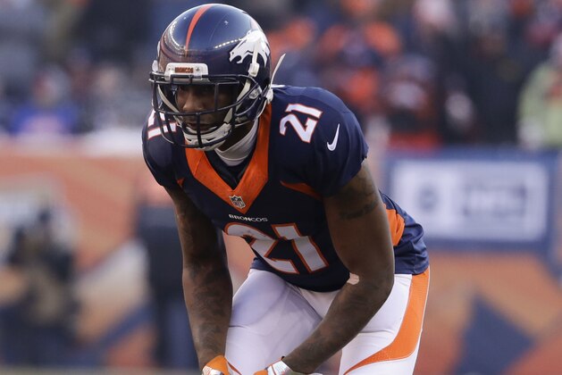 Denver Broncos cornerback Aqib Talib plays against the New England Patriots during the first half of an NFL football game Sunday, Dec. 18, 2016, in Denver. (AP Photo/Jack Dempsey)