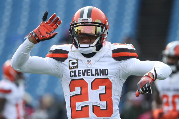 ORCHARD PARK, NY - DECEMBER 18: Joe Haden #23 of the Cleveland Browns warms up before the start of NFL game action against the Buffalo Bills at New Era Field on December 18, 2016 in Orchard Park, New York. (Photo by Tom Szczerbowski/Getty Images)