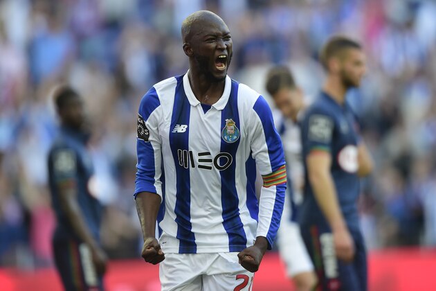 Porto's midfielder Danilo Pereira celebrates a goal during the Portuguese league football match FC Porto vs Belenenses at the Dragao stadium in Porto on April 8, 2017. / AFP PHOTO / MIGUEL RIOPA        (Photo credit should read MIGUEL RIOPA/AFP/Getty Images)