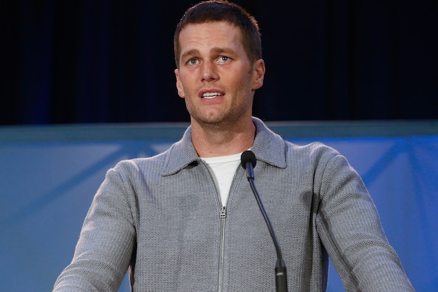 HOUSTON, TX - FEBRUARY 06:  Super Bowl LI MVP Tom Brady talks with the media about their win over the Atlanta Falcons at the Super Bowl Winner and MVP press conference on February 6, 2017 in Houston, Texas.  (Photo by Bob Levey/Getty Images)