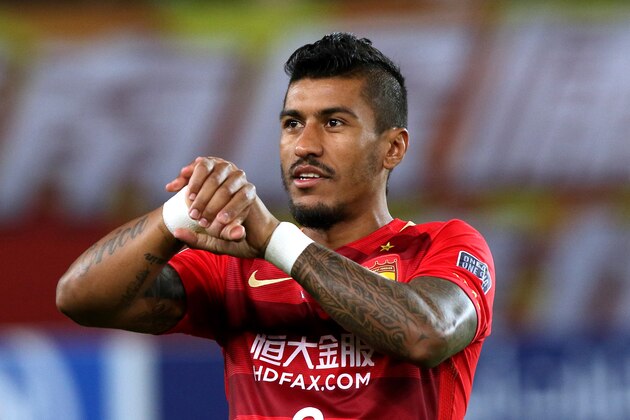 GUANGZHOU, CHINA - MARCH 14:  Paulinho #8 of Guangzhou Evergrande looks on during 2017 AFC Asian Champions League group match between Guangzhou Evergrande Taobao F.C. and Kawasaki Frontale at Tianhe Sports Center on March 14, 2017 in Guangzhou, China.  (Photo by Zhong Zhi/Getty Images)