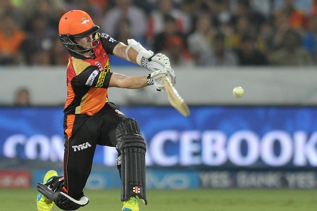 Sunrisers Hyderabad Kane Williamson plays a shot during the 2016 Indian Premier League (IPL) Twenty20 cricket match between Sunrisers Hyderabad and Royal Challengers Bangalore at The Rajiv Gandhi International Stadium in Hyderabad  on April 30, 2016.  / AFP / NOAH SEELAM        (Photo credit should read NOAH SEELAM/AFP/Getty Images)
