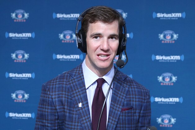 HOUSTON, TX - FEBRUARY 03:  New York Giants quarterback Eli Manning visits the SiriusXM set at Super Bowl LI Radio Row at the George R. Brown Convention Center on February 3, 2017 in Houston, Texas.  (Photo by Cindy Ord/Getty Images for SiriusXM )