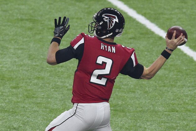 HOUSTON, TX - FEBRUARY 05: Matt Ryan #2 of the Atlanta Falcons drops back to pass against the New England Patriots during Super Bowl 51 at NRG Stadium on February 5, 2017 in Houston, Texas. The Patriots defeat the Atlanta Falcons 34-28 in overtime. (Photo by Focus on Sport/Getty Images)