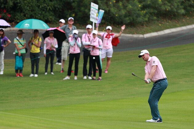 SHENZHEN, CHINA - APRIL 21:  Bernd Wiesberger of Austria plays a shot during the second round of the Shenzhen International at Genzon Golf Club on April 21, 2017 in Shenzhen, China.  (Photo by Zhong Zhi/Getty Images)