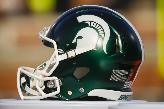 CHAMPAIGN, IL - NOVEMBER 05: A Michigan State Spartans helmet is seen during the game against the Illinois Fighting Illini at Memorial Stadium on November 5, 2016 in Champaign, Illinois. (Photo by Michael Hickey/Getty Images)