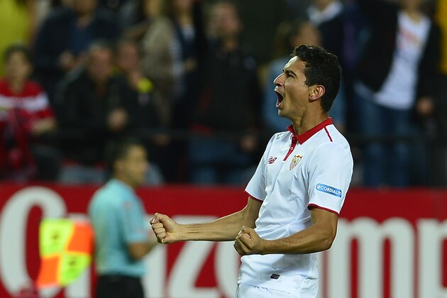 Sevilla's Brazilian midfielder Ganso celebrates after scoring during the Spanish league football match Sevilla FC vs Granada FC at the Ramon Sanchez Pizjuan stadium in Sevilla on April 21, 2017. / AFP PHOTO / CRISTINA QUICLER        (Photo credit should read CRISTINA QUICLER/AFP/Getty Images)