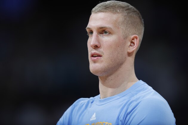 Denver Nuggets center Mason Plumlee (24) in the second half of an NBA basketball game Friday, April 7, 2017, in Denver. The Nuggets won 122-106. (AP Photo/David Zalubowski) Denver Nuggets center Mason Plumlee (24) in the second half of an NBA basketball game Friday, April 7, 2017, in Denver. The Nuggets won 122-106. (AP Photo/David Zalubowski)