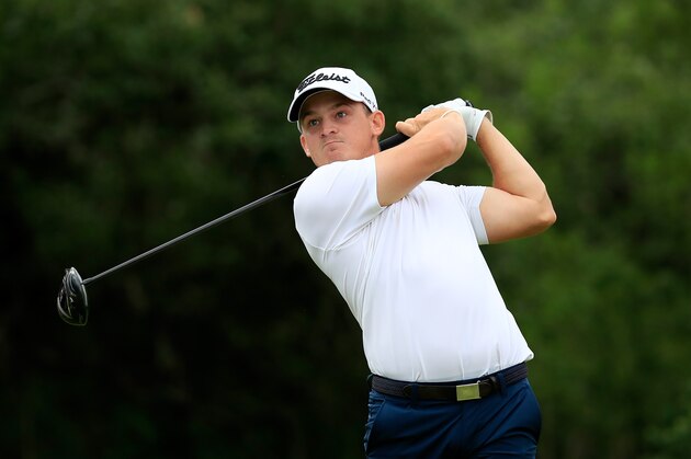 SAN ANTONIO, TX - APRIL 21: Bud Cauley plays his shot from the ninth tee  during the second round of the Valero Texas Open at TPC San Antonio AT&T Oaks Course on April 21, 2017 in San Antonio, Texas.  (Photo by Marianna Massey/Getty Images)