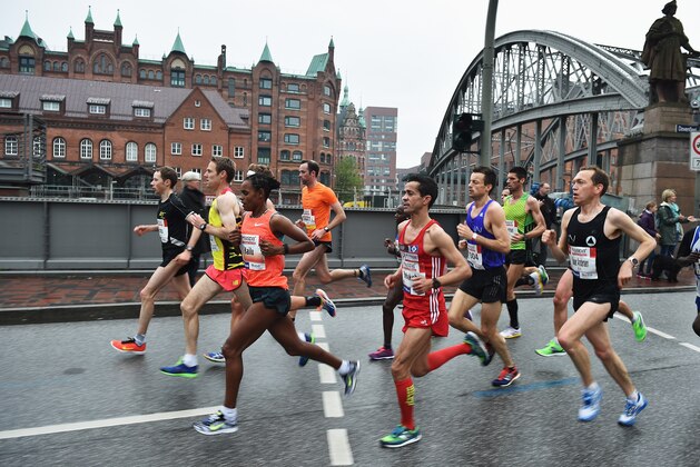 HAMBURG, GERMANY - APRIL 26:  Winner of the ladies race Meseret Hailu of Ethiopia runs during the Hamburg Marathon on April 26, 2015 in Hamburg, Germany.  (Photo by Stuart Franklin/Getty Images)