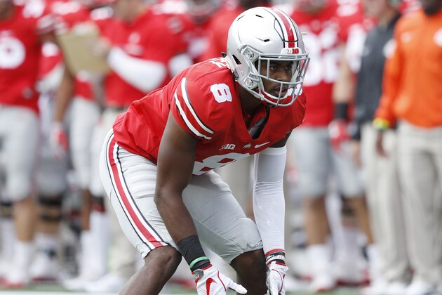 COLUMBUS, OH - OCTOBER 01: Gareon Conley #8 of the Ohio State Buckeyes in action against the Rutgers Scarlet Knights during the game at Ohio Stadium on October 1, 2016 in Columbus, Ohio. The Buckeyes defeated the Scarlet Knights 58-0. (Photo by Joe Robbins/Getty Images)
