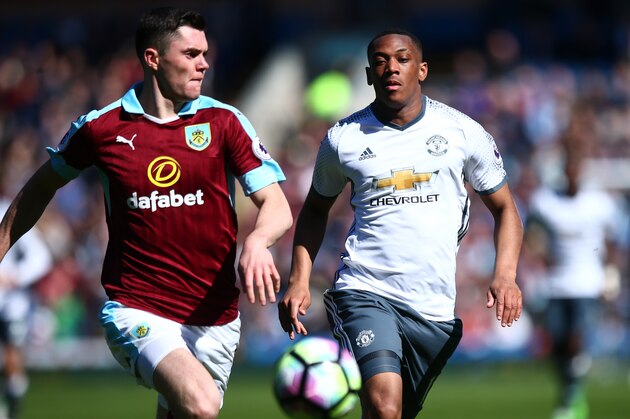 BURNLEY, ENGLAND - APRIL 23: Anthony Martial of Manchester United during the Premier League match between Burnley and Manchester United at Turf Moor on April 23, 2017 in Burnley, England. (Photo by Robbie Jay Barratt - AMA/Getty Images)