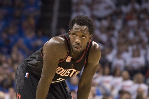 OKLAHOMA CITY, OK - APRIL 21:  Patrick Beverley #2 of the Houston Rockets waits for a penalty call against the Oklahoma City Thunder during the first half of Game Three in the 2017 NBA Playoffs Western Conference Quarterfinals  on April 21, 2017 in Oklahoma City, Oklahoma.   NOTE TO USER: User expressly acknowledges and agrees that, by downloading and or using this photograph, User is consenting to the terms and conditions of the Getty Images License Agreement. (Photo by J Pat Carter/Getty Images)