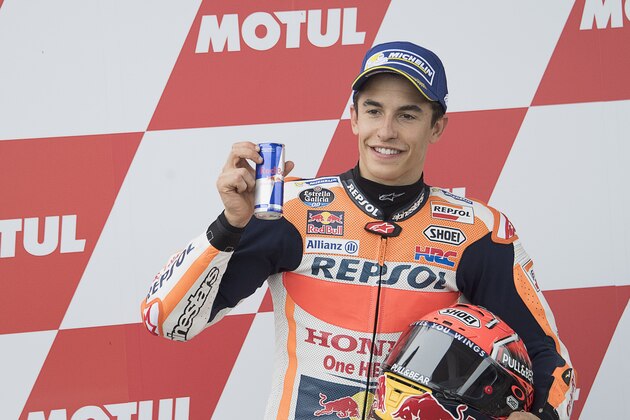 RIO HONDO, ARGENTINA - APRIL 08:  Marc Marquez of Spain and Repsol Honda Team celebrates the MotoGP  Pole position during the MotoGp of Argentina - Qualifying on April 8, 2017 in Rio Hondo, Argentina.  (Photo by Mirco Lazzari gp/Getty Images)