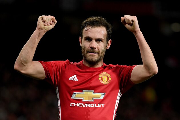 MANCHESTER, ENGLAND - MARCH 16:  Juan Mata of Manchester celebrates after scoring the opening goal during the UEFA Europa  League Round of 16 second leg match between Manchester United and FK Rostov at Old Trafford on March 16, 2017 in Manchester, United Kingdom.  (Photo by Ross Kinnaird/Getty Images)