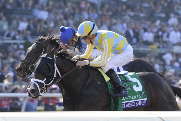 ARCADIA, CA- NOVEMBER 5: Classic Empire with Julien Leparoux up wins the Breeders' Cup Juvenile  during day two of the 2016 Breeders' Cup World Championships at Santa Anita Park on November 5, 2016 in Arcadia, California. (Photo by Horsephotos/Getty Images)
