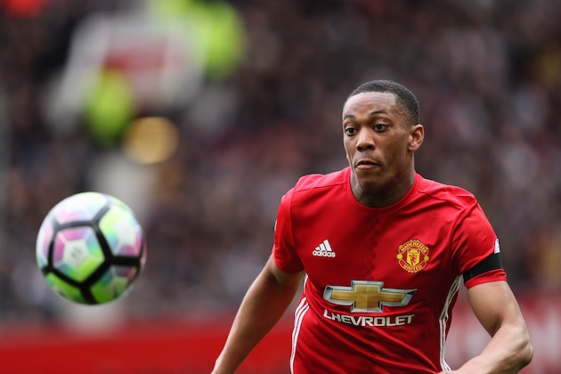 MANCHESTER, ENGLAND - APRIL 01: Anthony Martial of Manchester United during the Premier League match between Manchester United and West Bromwich Albion at Old Trafford on April 1, 2017 in Manchester, England. (Photo by Matthew Ashton - AMA/Getty Images)