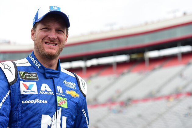 BRISTOL, TN - APRIL 22:  Dale Earnhardt Jr., driver of the #88 Nationwide Chevrolet, walks through the garage area during practice for the Monster Energy NASCAR Cup Series Food City 500 at Bristol Motor Speedway on April 22, 2017 in Bristol, Tennessee.  (Photo by Jared C. Tilton/Getty Images)