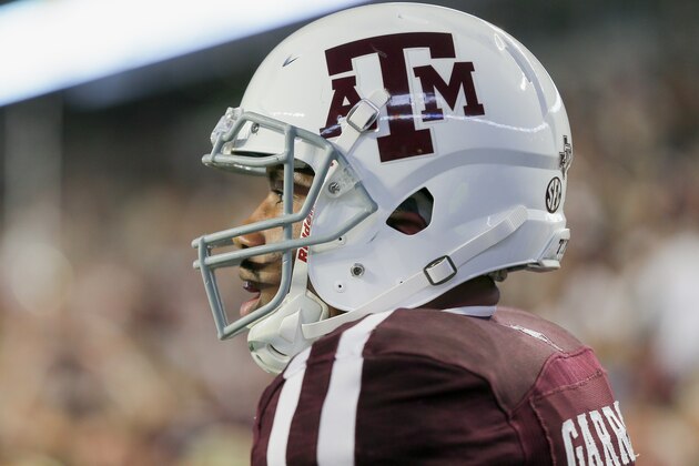 COLLEGE STATION, TX - NOVEMBER 12: Myles Garrett #15 of the Texas A&M Aggies during warm ups before playing the Mississippi Rebels at Kyle Field on November 12, 2016 in College Station, Texas.  (Photo by Bob Levey/Getty Images)