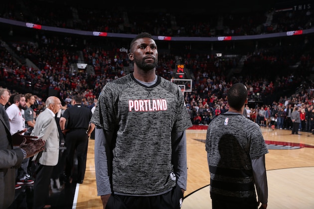 PORTLAND, OR - OCTOBER 3:  Festus Ezeli #31 of the Portland Trail Blazers looks on before a preseason NBA game against the Utah Jazz on October 3, 2016 at the Moda Center Arena in Portland, Oregon. NOTE TO USER: User expressly acknowledges and agrees that, by downloading and or using this photograph, user is consenting to the terms and conditions of the Getty Images License Agreement. Mandatory Copyright Notice: Copyright 2016 NBAE (Photo by Sam Forencich/NBAE via Getty Images)