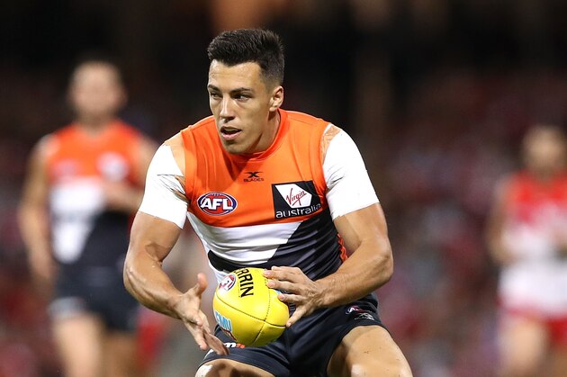 SYDNEY, AUSTRALIA - APRIL 22:  Dylan Shiel of the Giants looks upfield during the round five AFL match between the Sydney Swans and the Greater Western Sydney Giants at Sydney Cricket Ground on April 22, 2017 in Sydney, Australia.  (Photo by Ryan Pierse/Getty Images)