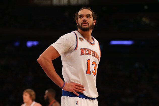 NEW YORK, NY - JANUARY 16:  Joakim Noah #13 of the New York Knicks in action against the Atlanta Hawks at Madison Square Garden on January 16, 2017 in New York City.  NOTE TO USER: User expressly acknowledges and agrees that, by downloading and or using this photograph, User is consenting to the terms and conditions of the Getty Images License Agreement. Atlanta Hawks defeated the New York Knicks 108-107.  (Photo by Mike Stobe/Getty Images)