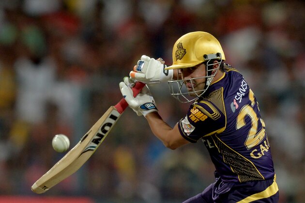 Kolkata Knight Riders captain Gautam Gambhir plays a shot during the 2016 Indian Premier League (IPL) Twenty20 cricket match between Kolkata Knight Riders and Royal Challengers Bangalore at the Eden Gardens Cricket Stadium in Kolkata on May 16, 2016.  ----IMAGE RESTRICTED TO EDITORIAL USE - STRICTLY NO COMMERCIAL USE----- / GETTYOUT' / AFP / Dibyangshu SARKAR        (Photo credit should read DIBYANGSHU SARKAR/AFP/Getty Images)
