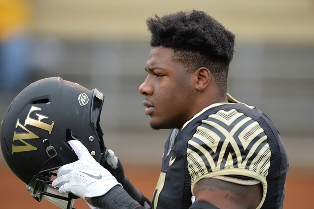 WINSTON SALEM, NC - OCTOBER 03:  Marquel Lee #8 of the Wake Forest Demon Deacons during their game against the Florida State Seminoles at BB&T Field on October 3, 2015 in Winston Salem, North Carolina. Florida State won 24-16.  (Photo by Grant Halverson/Getty Images)