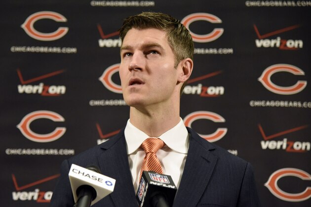 CHICAGO, IL- JANUARY 19: Chicago Bears general manager Ryan Pace introduces new head coach John Fox on January 19, 2015 at Halas Hall in Lake Forest, Illinois.  (Photo by David Banks/Getty Images)