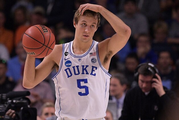 GREENVILLE, SC - MARCH 19: Luke Kennard #5 of the Duke Blue Devils reacts during their game against the South Carolina Gamecocks during the second round of the 2017 NCAA Men's Basketball Tournament at Bon Secours Wellness Arena on March 19, 2017 in Greenville, South Carolina. (Photo by Lance King/Getty Images)